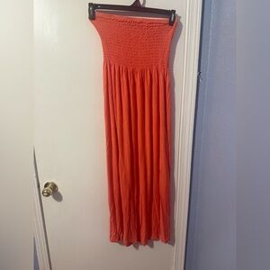 Feathers Vibrant Orange Maxi Skirt